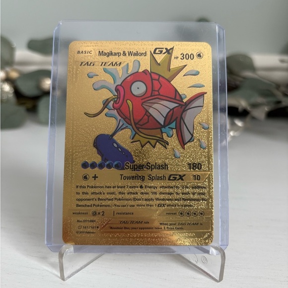 Pokemon Other - Magikarp & Wailord GX Gold Foil Pokemon Fan Art Card HP300